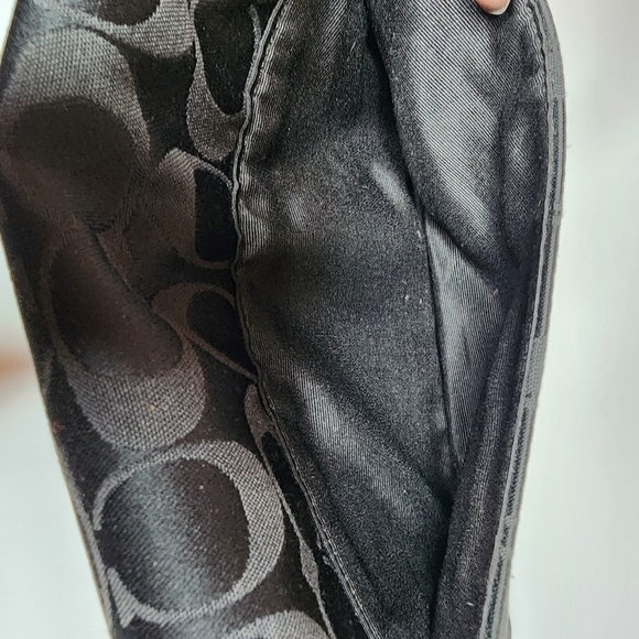 COACH Black Sateen Signature C Small Turn Lock Clutch Wristlet Hand Bag - Picture 8 of 10